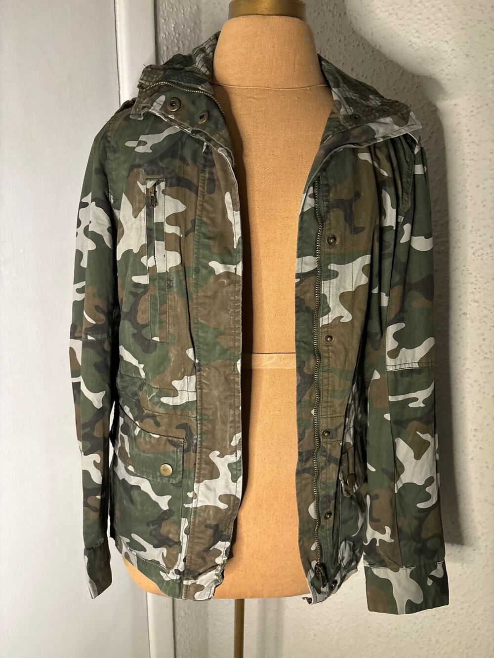 Love Tree Camouflage Jacket S Green/Brown Y2K Cabincore Fisherman Gorpcore Print